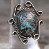 Vintage Sterling Turquoise Roper Ring 5.75