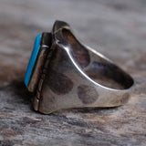 Vintage Sterling Turquoise Signet Ring 12.75