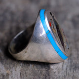 Vintage Sterling Inlaid Desert Bird Ring 11.5