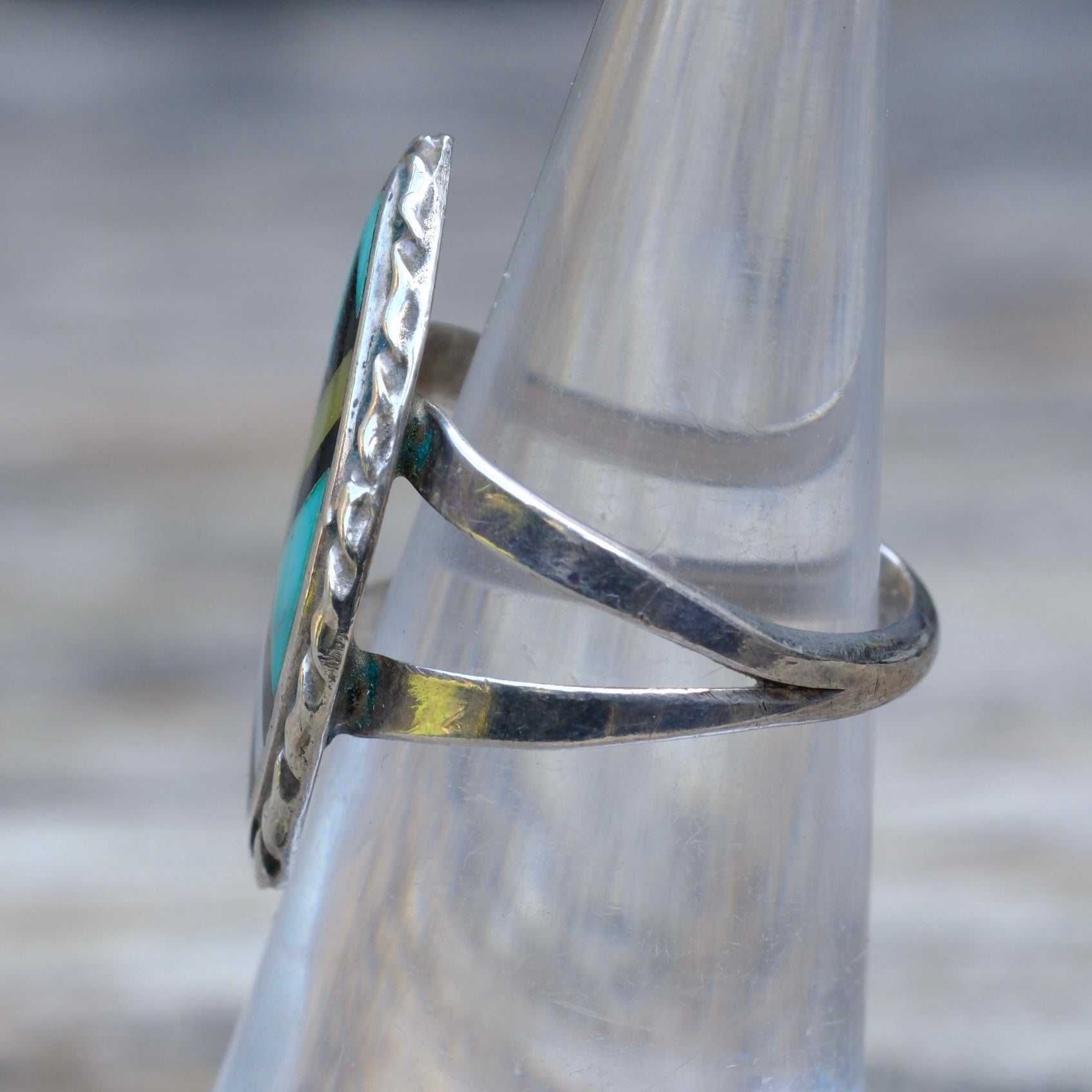 Vintage Sterling Zuni Inlay Ring 5.25