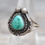 Vintage Sterling Turquoise Roper Ring 6.25