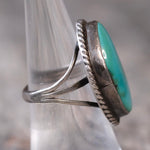 Vintage Sterling Turquoise Roper Ring 6.75