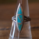 Vintage Sterling Turquoise Inlay Ring 7.5