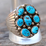 Vintage Sterling Chunky Turquoise Cluster Ring 13