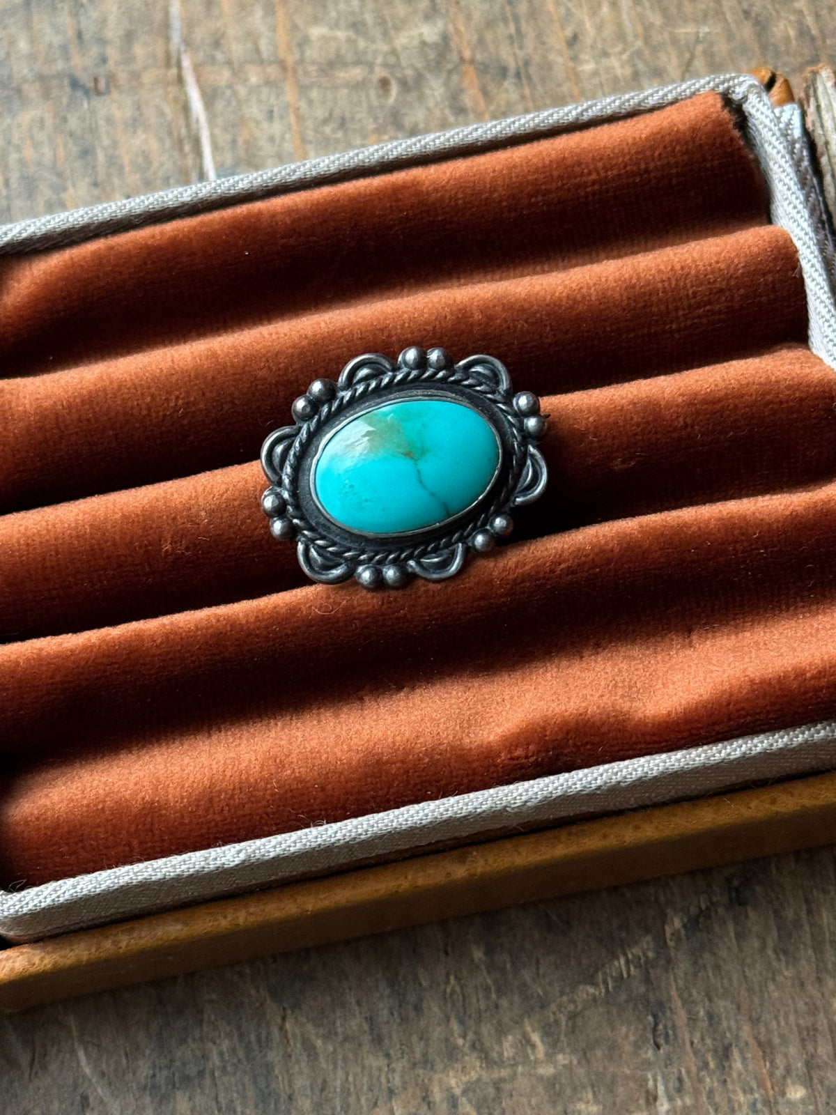 Vintage Sterling Silver Turquoise Framed Pin