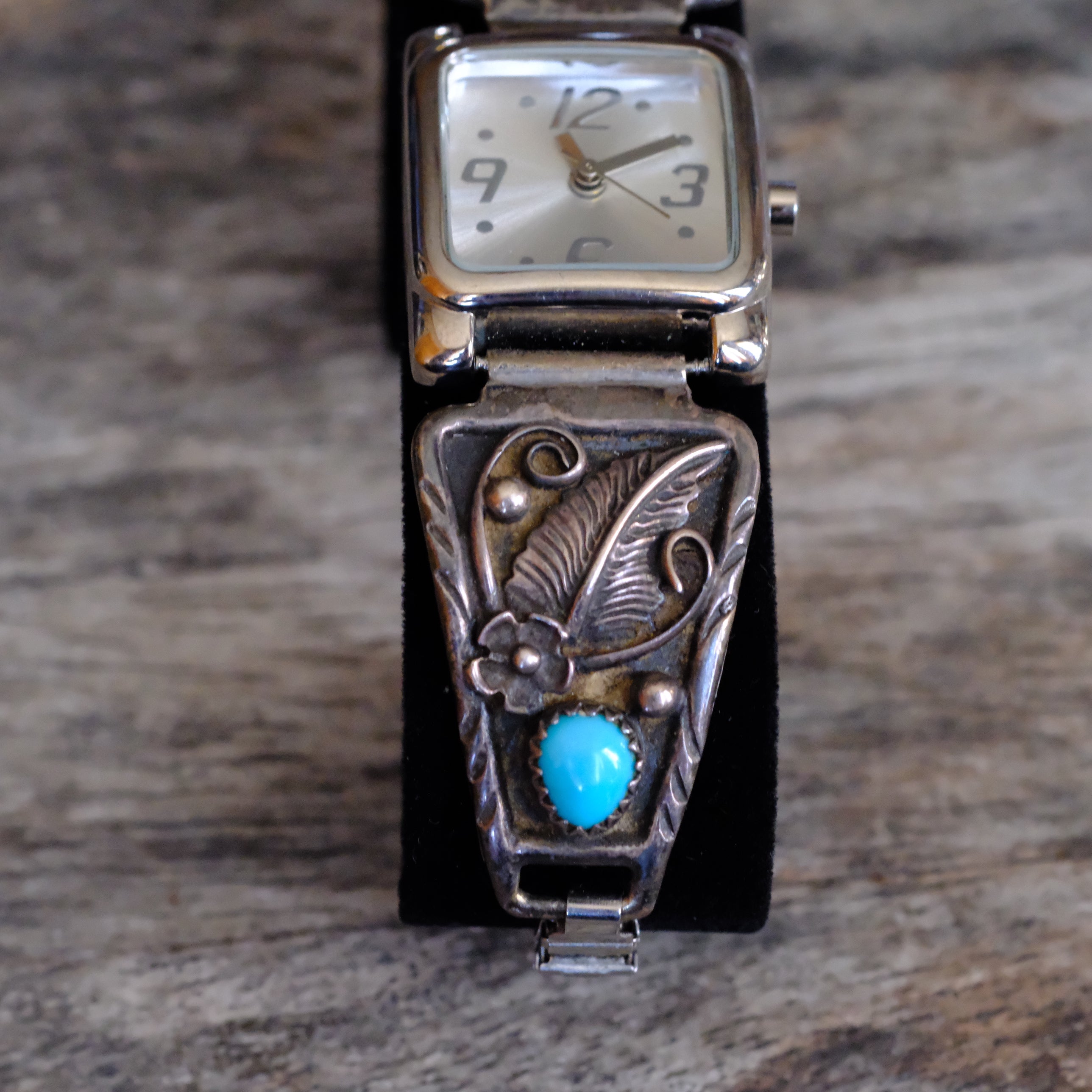 Vintage Sterling Turquoise Feather Watch