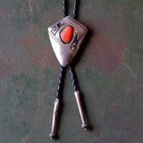 Vintage Sterling Silver Coral Bolo Tie