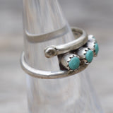 Vintage Sterling Snake Eye Turquoise Band Ring 5.75