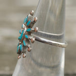 Vintage Sterling Turquoise Cluster Ring 5.5
