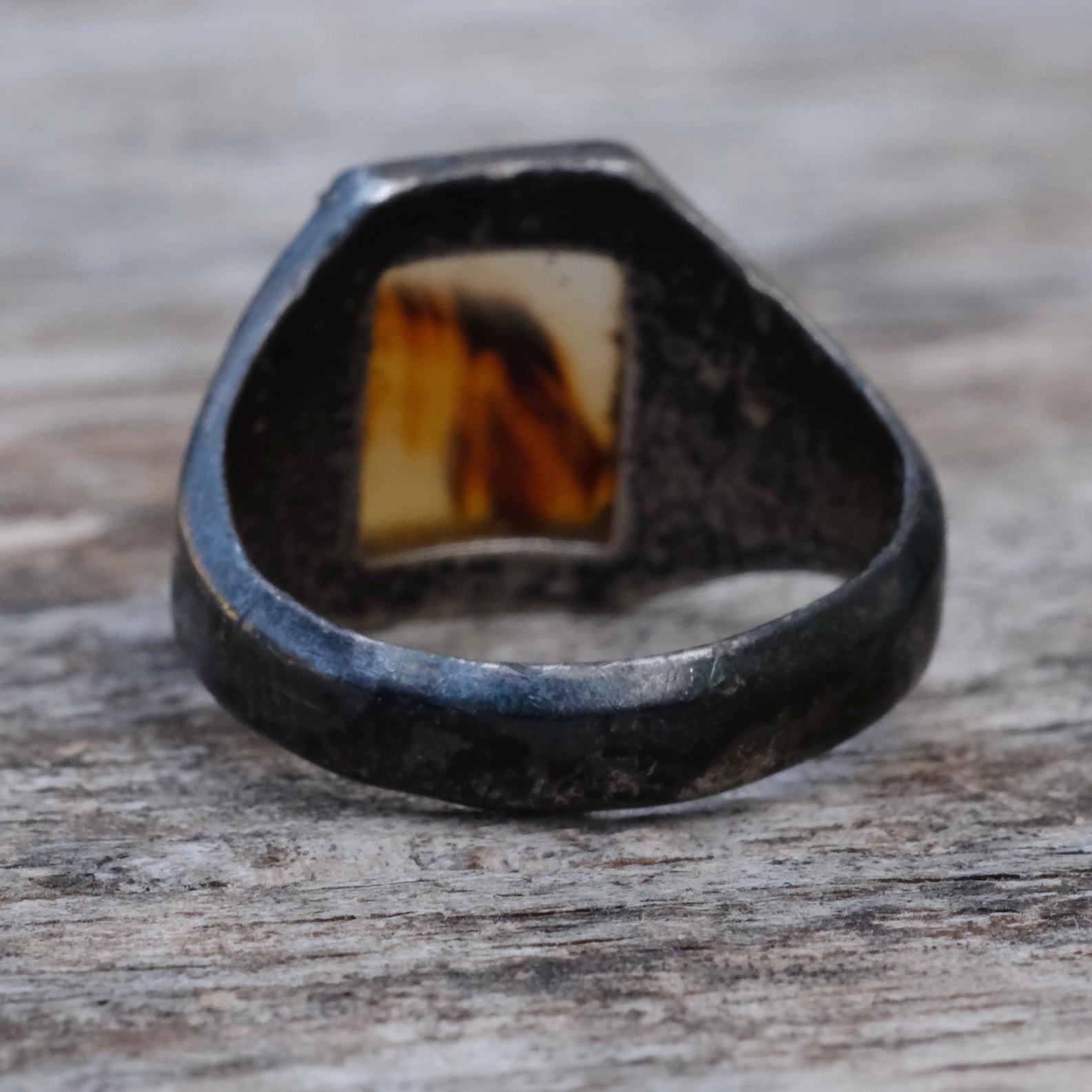 Vintage Sterling Agate Arrowhead Signet Ring 7