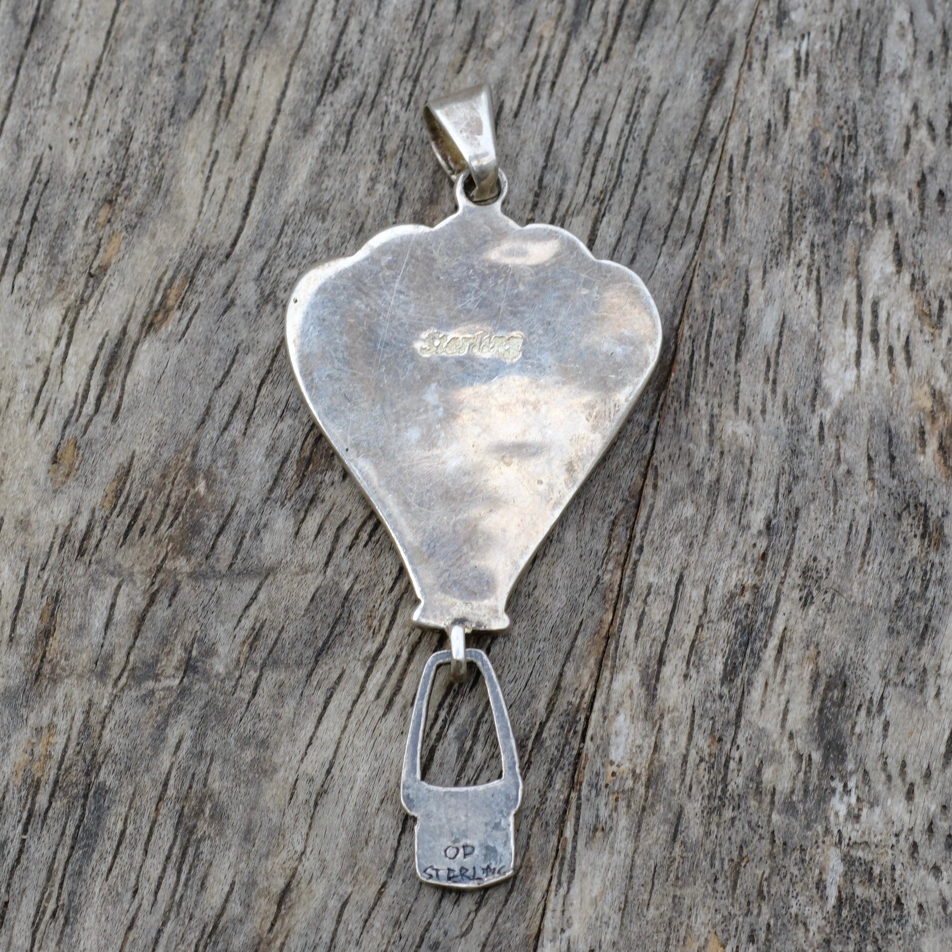 Vintage Sterling Multistone Inlay Hot Air Balloon Pendant