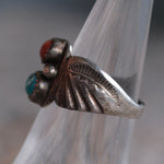 Vintage Sterling Turquoise and Coral Ring 6