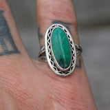Vintage Sterling Malachite Ring 6.25