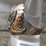 Vintage Sterling And Copper Eagle Ring 10