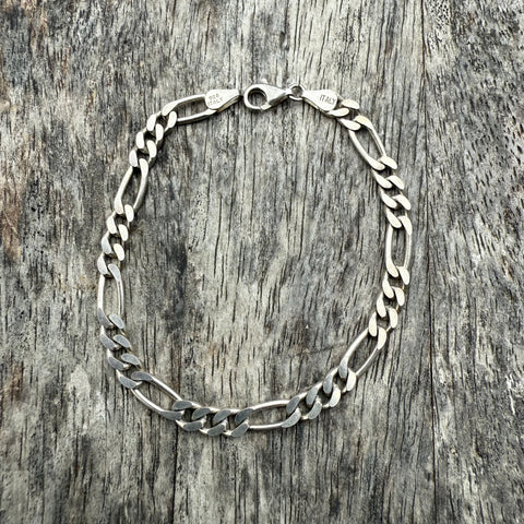 Vintage Sterling Silver Figaro Chain Bracelet