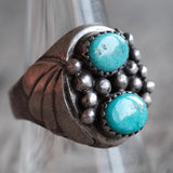 Vintage Sterling 2-Stone Turquoise Ring 9.25