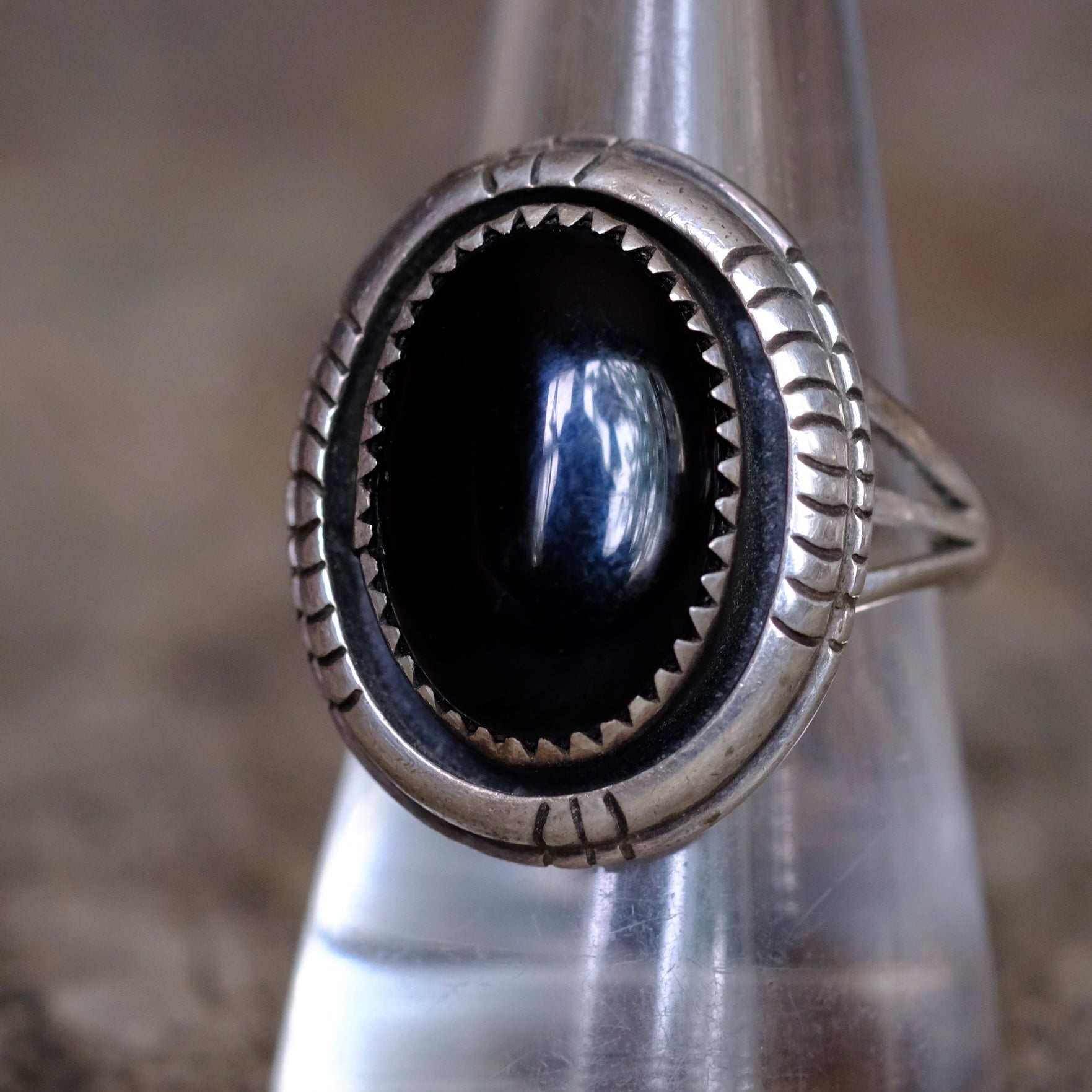 Vintage Sterling Onyx Ring 9.25
