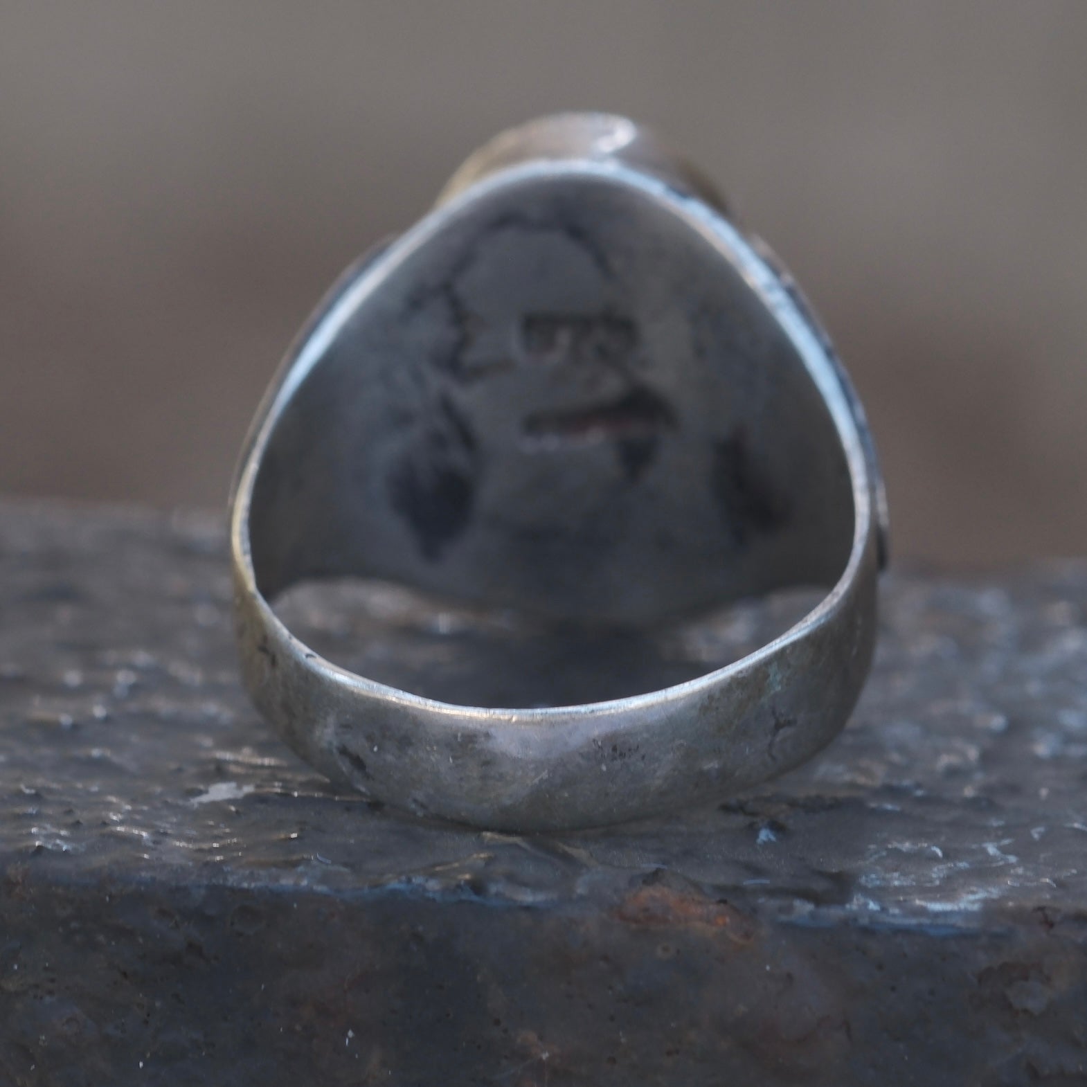 Vintage Sterling Turquoise Stamped Band Ring 8