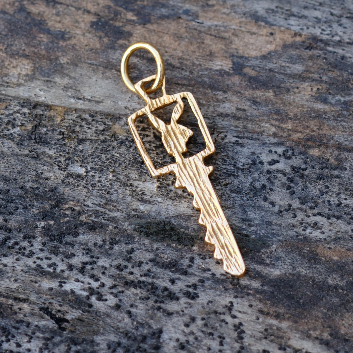 Vintage 14K Gold Playboy Key Charm .75"
