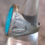 Vintage Sterling Turquoise V For Victory Stamped Ring 11