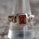 Vintage Sterling Red Glass Ring 10.25