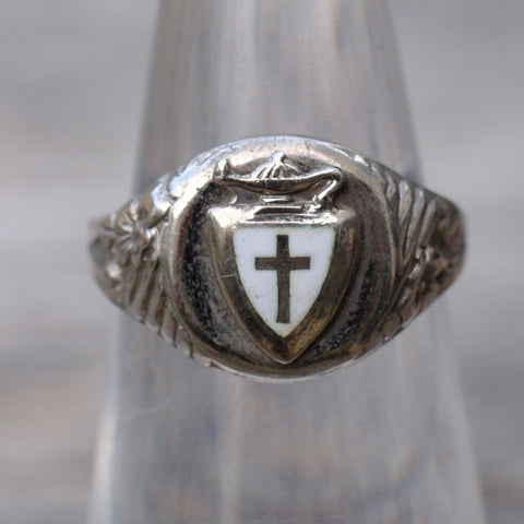 Vintage Sterling Silver Cross Adjustable Ring 5.5