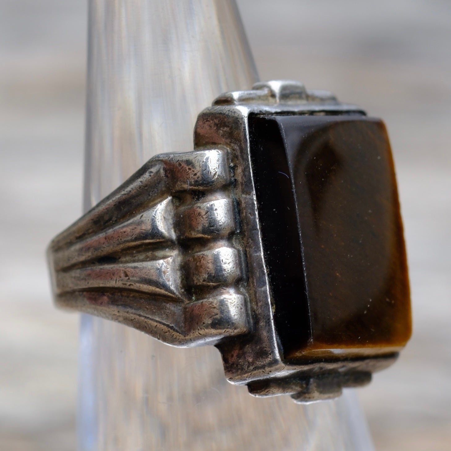 Vintage Sterling Tigers Eye Signet Ring 5.5