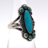 Vintage Sterling Zuni Inlay Turquoise Ring 7
