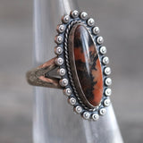 Vintage Sterling Petrified Wood Ring 4.75