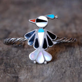 Vintage Sterling Inlaid Thunderbird Cuff Bracelet 6"