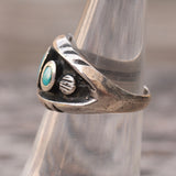Vintage Sterling Turquoise Inlay Band 5.25