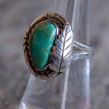 Vintage Sterling Turquoise Roper Ring 6.25