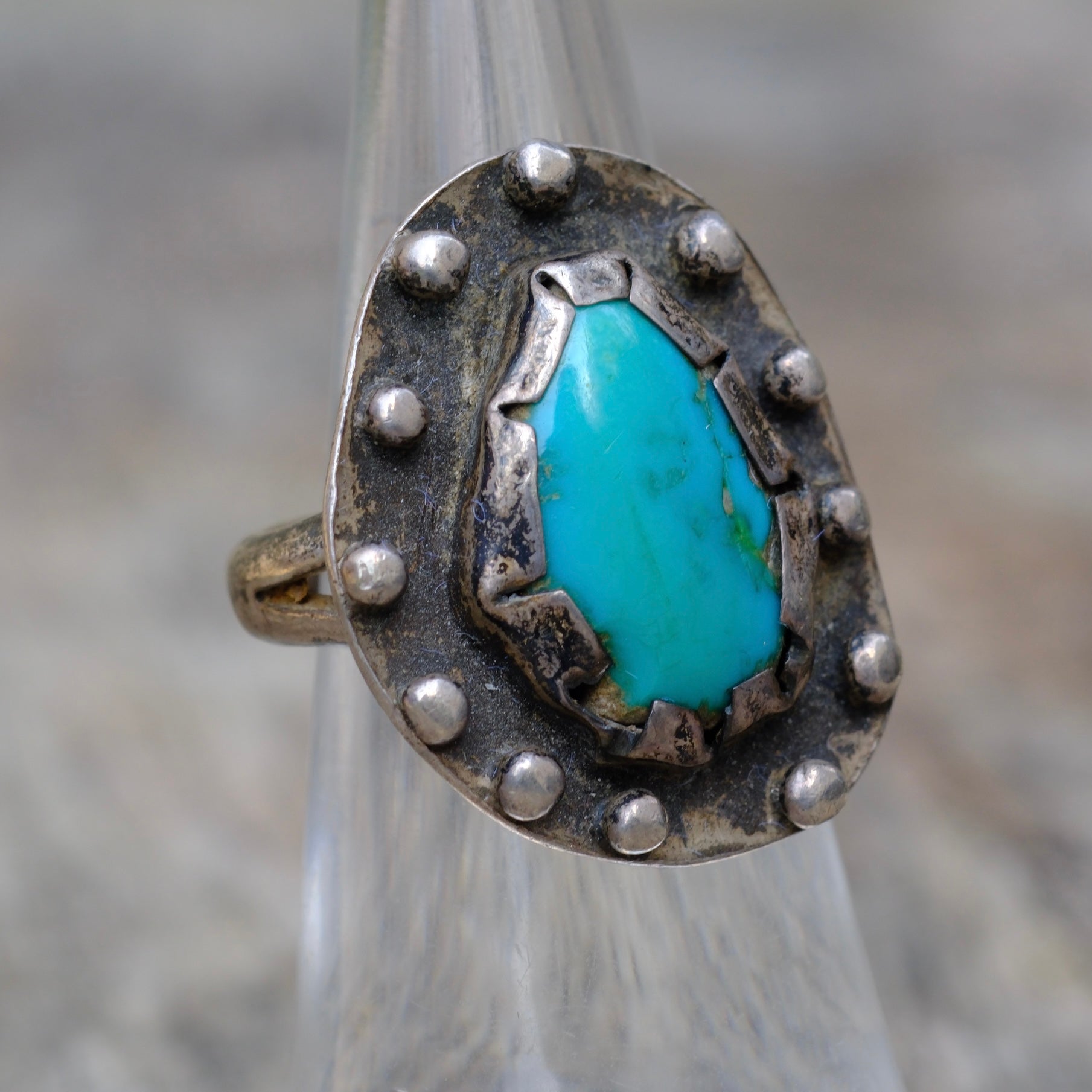 Vintage Sterling Turquoise Ring 6.5