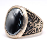 Vintage Sterling Hematite Thunderbird Ring 11