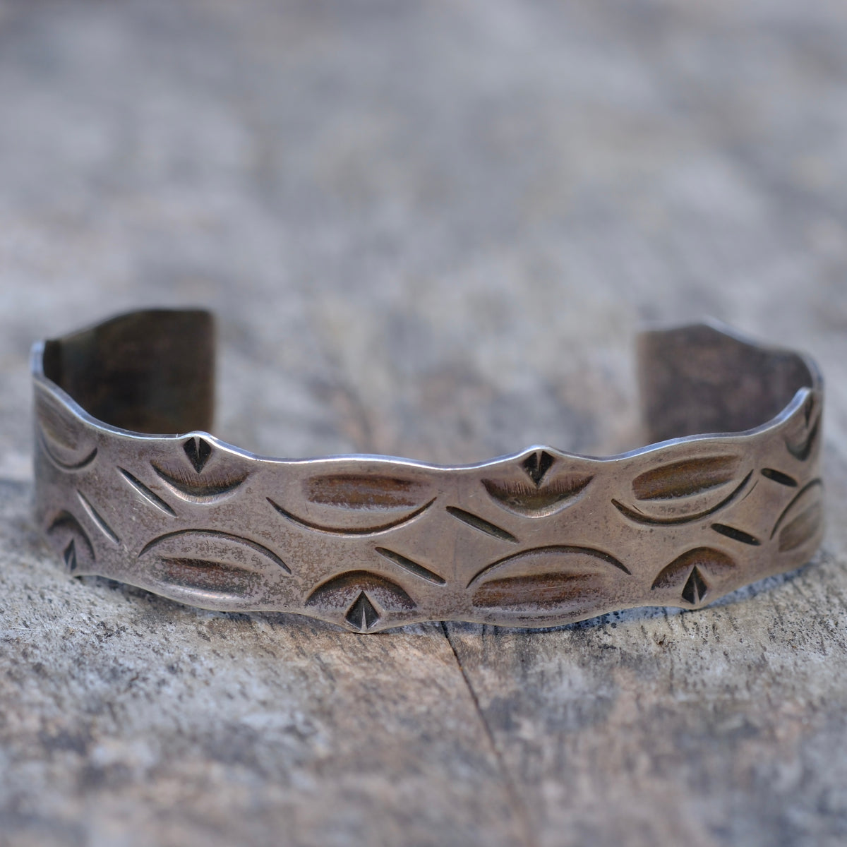 Vintage Sterling Silver Stamped Cuff Bracelet