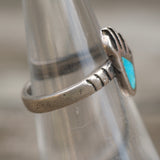 Vintage Sterling Turquoise Bear Paw Ring 5.25