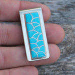 Vintage Sterling Silver Turquoise Inlay Money Clip