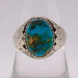 Vintage Sterling Turquoise Stamped Band Ring 9