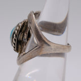 Vintage Sterling Silver Sandcast Turquoise Ring 6.5