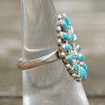 Vintage Sterling Turquoise Cluster Ring 6.5