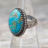 Vintage Sterling Turquoise Roper Ring 7.25