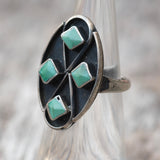 Vintage Sterling Turquoise Cluster Ring 4.5