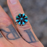 Vintage Sterling Turquoise Cluster Ring 3