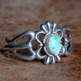 Vintage Sterling King Manassa Turquoise Sandcast Cuff Begay