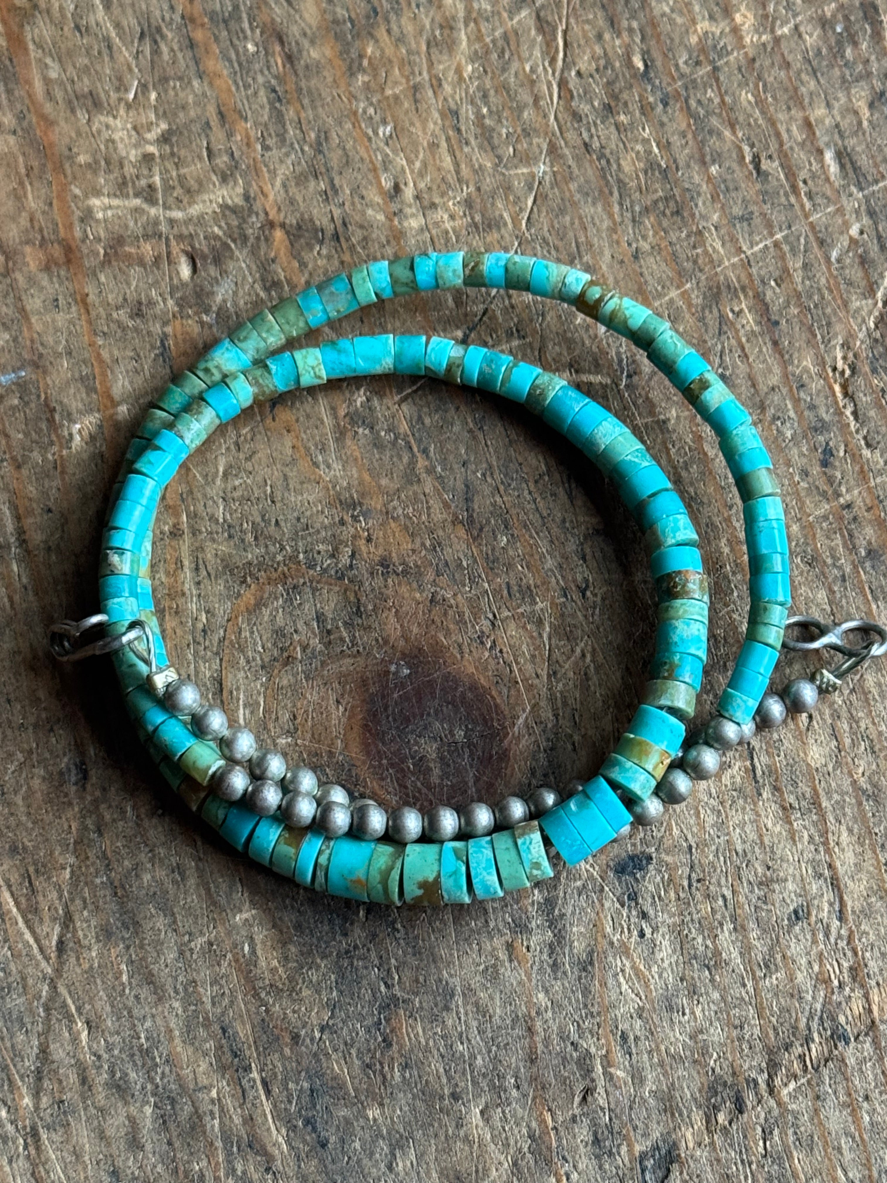 Vintage Turquoise & Silver Bead Necklace