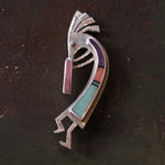 vintage Sterling Inlay Kokopelli Brooch