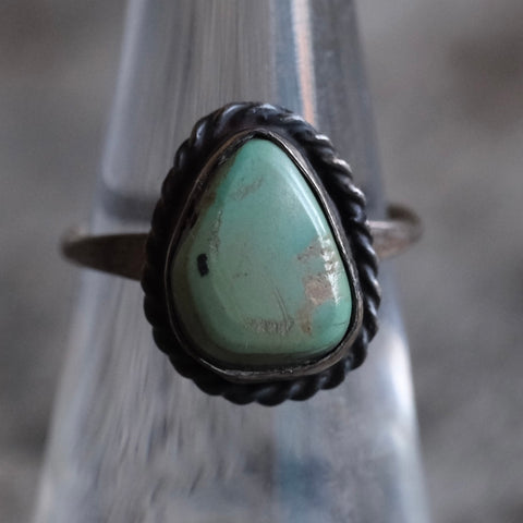 Vintage Sterling Turquoise Roper Ring 6.5