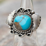 Vintage Sterling Turquoise Feather Ring 6.25