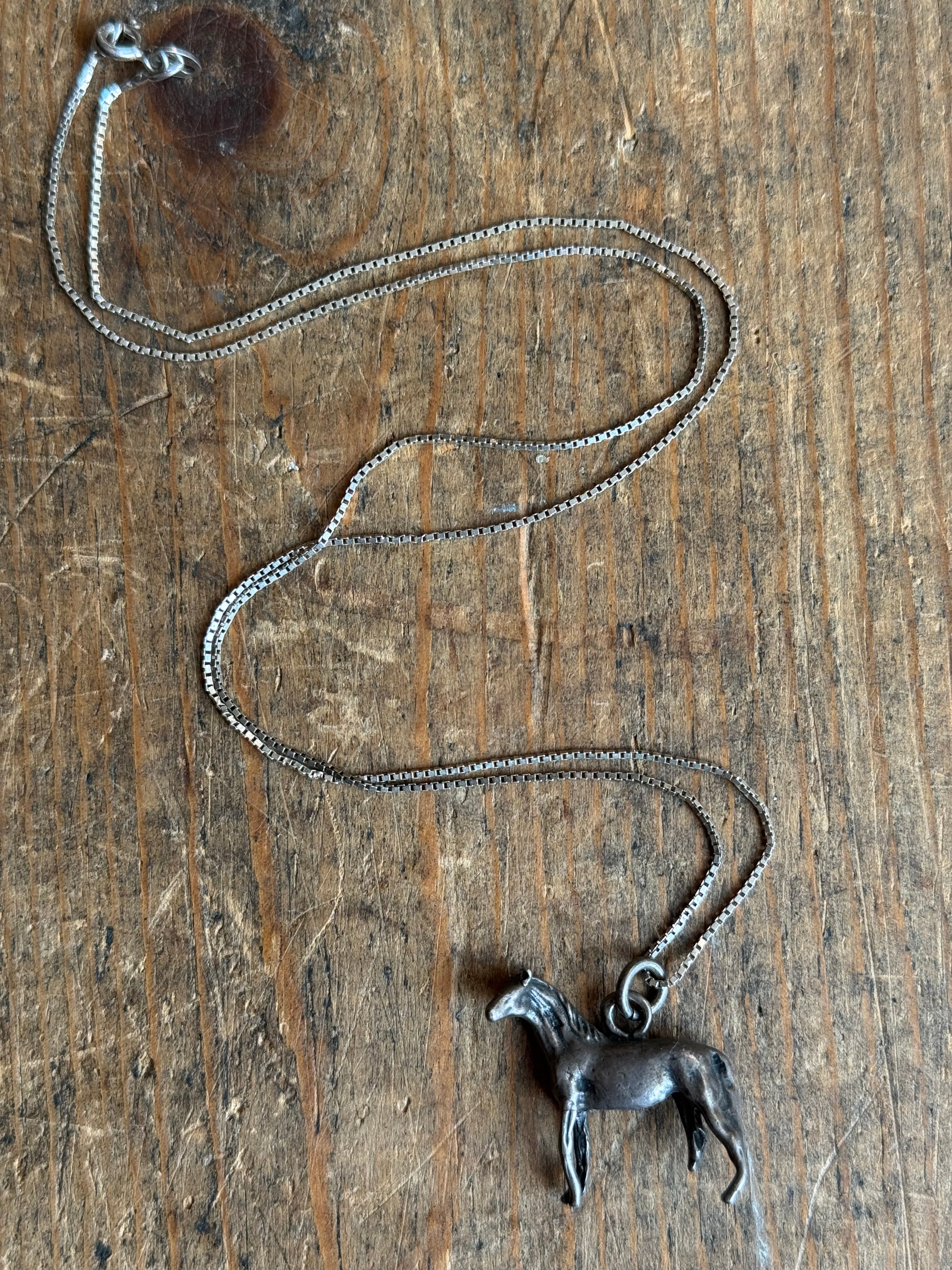 Vintage Sterling Silver Horse 20" Necklace