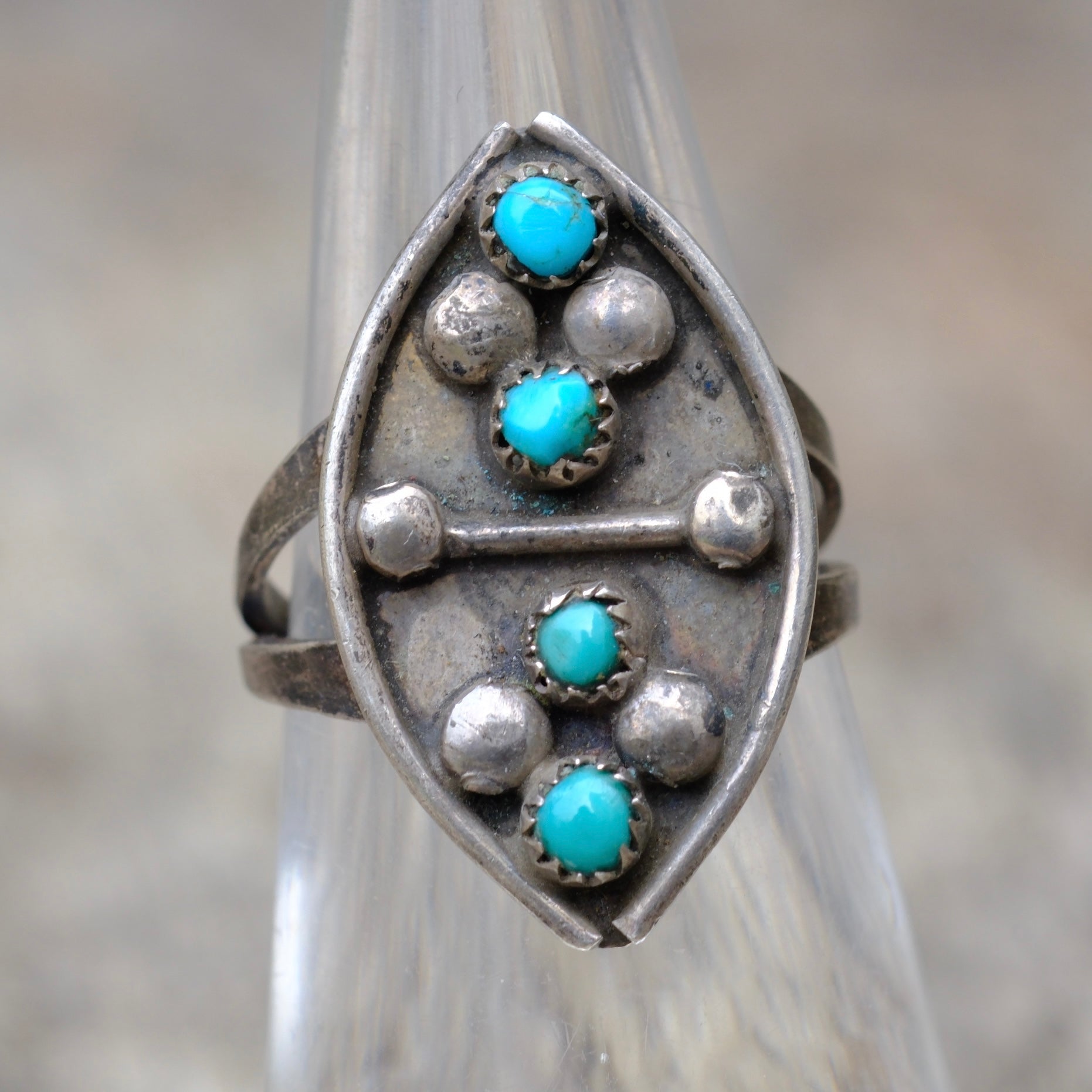 Vintage Sterling Turquoise Ring 5.75